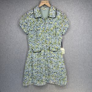 XXI Boutique Dress Womens Size Medium Multicolor Floral 100% Silk Mini Button Up